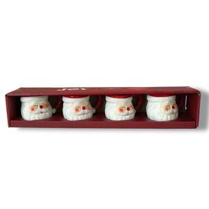 Santa Christmas Mugs Winking Santa Espresso Set of 4 Cute New Hand painted 3oz
